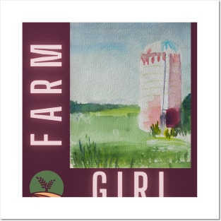 Farm Girl & Silo v2 Posters and Art